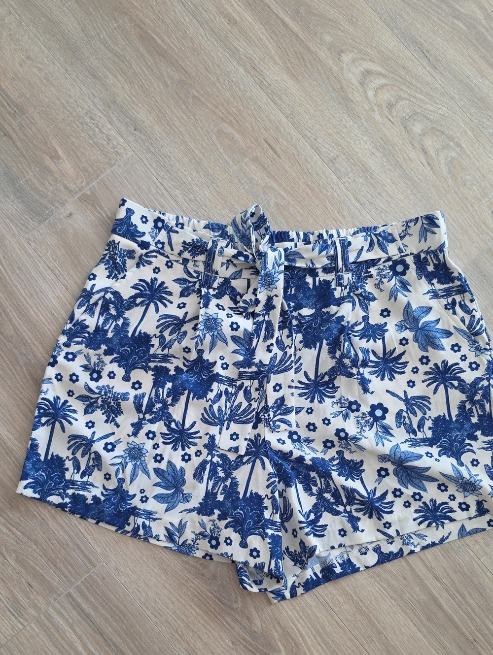 Blue Floral Print Women's Shorts
